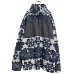 earth BOUND ハーフジップ フリースジャケット XL グレー ホワイト ノルディック柄 アウトドア 古着卸 アメリカ仕入 a612-7257