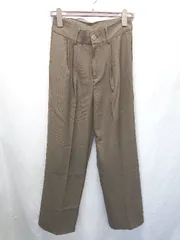 ◇ Θ me+em select ミームセレクト センタープレス スラックス パンツ サイズL ダークカーキ系 レディース E  【1503040010972】