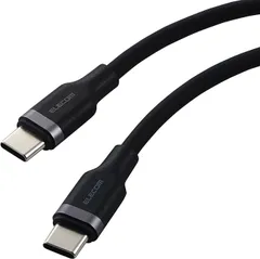 エレコム USB Type C ケーブル 0.5m 短い 100W PD対応 高速充電 シリコン素材 なめらか やわらか 【 MacBook/iPad/Galaxy/Android スマホ タブレット 等対応 】 ブラック 【iPhone