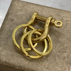 真鍮製 約25mmシャックル1点 20mm平二重リング3点　キーホルダーパーツ
