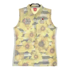 サイズ：40 ARCHIVIO アルチビオ  ノースリーブ ポロシャツ ボーダー 花 総柄 イエロー系 [240101348436]# ゴルフウェア レディース ストスト