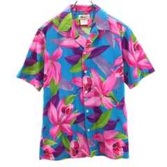 Nani 90s オールド USA製 総柄 半袖 アロハシャツ S ブルー系 メンズ 古着 【240413】