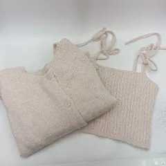 ◇ ⊇ one after another NICE CLAUP ニットキャミソール ニットカーディガン サイズF ピンクベージュ レディース E  【1412260036269】