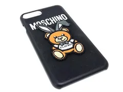 ■美品■ MOSCHINO モスキーノ プレイボーイコラボ キャンバス クマ iPhone6/7対応 アイフォンケース スマホケース ブラック系 DE4640のサムネイル