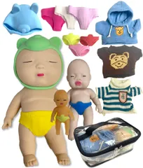 【迅速発送】アグリーベイビーズ 赤ちゃん 伸びる ベイビー おもちゃ 洋服セット (大中小サイズ 3体+着せ替えセットA)