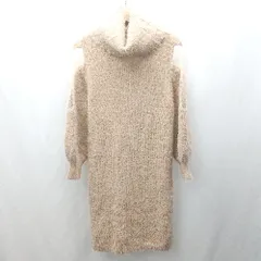 ◇ ⊇ SAISON DE PAPILLON シャギーニット ミドルゲージ タートルネック シアー 長袖 膝丈 ワンピース サイズL オレンジベージュ系 レディース E  【1503310010619】