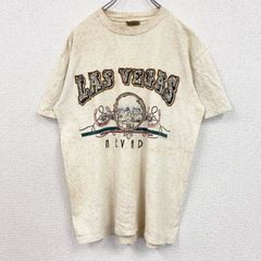 古着 used　90s　ONEITA　POWER-T　半袖プリントTシャツ　ラスベガス　LAS VEGAS　ベージュ　Mサイズ