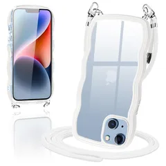 iPhone14 / iphone13 ケース ショルダー クリア カバー いPhone14 スマホケース 創意 個性 肩掛け 首掛け 斜めかけケース 可愛い かわいい 韓国 透明 TPU 薄型 耐衝撃 アイフォン14/13(ホワイト)