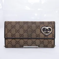 大特価！！GUCCI/GGキャンバス/ハート/長財布/キャンバス/CML/総柄