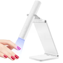 CGBE UV ネイルライト 、3W ペン型 ジェルネイルライトスタンド付き 、UV LEDライト ネイル レジン用 ライトプロ用 ミニ硬化ライト 全ジェル対応 2階段タイマー 充電式手足両用（白）