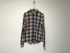 本物ディーゼルDIESELコットンチェック柄長袖シャツメンズサーフアメカジミリタリーストリートスケーターワークビジネススーツモードゴルフ黒ブラックグレーM