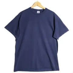 90’s USA製 ラッセル クルーネック コットン Tシャツ 半袖 (L) 紺 ネイビー 無地 バインダーネック 90年代 アメリカ製 旧タグ オールド　アメリカ古着 USED  ビンテージ ヴィンテージ
