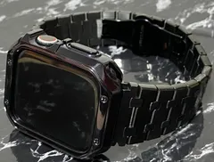 ブラック　鏡面ステンレス＆TPU   アップルウォッチ ラバーベルト Apple Watch ケース　カバー 38 40 41 42 44 45 49mm Apple Watch バンド box入り高級ランク