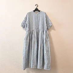 Samansa Mos2 サマンサモスモス シャツワンピース ストライプ グレー ホワイト フリーサイズ コットン100％ 綿 春夏 ナチュラル ゆったり