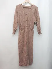 ◇ Andemiu アンデミュウ 無地 カジュアル 長袖 膝下 ワンピース サイズF ブラウン系 レディース P  【1402270013442】