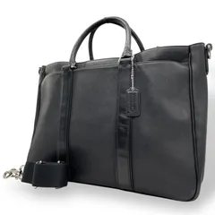【極美品】COACH コーチ ビジネスバッグ 2WAY ブリーフケース A4収納 ショルダーバッグ 黒 ブラック オールレザー F71252 メンズ ロゴプレート U16