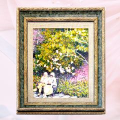 風景画/花の風景「デイゴの紅い花」油彩画/F6/額付き 福家佳則作品