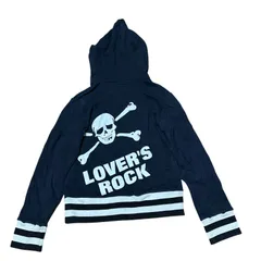 SUPER LOVER'S 日本製 ブラック スカル＆ロゴプリント パーカー レディースM LOVER'S ROCK スーパーラヴァーのサムネイル
