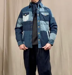 新品未使用品　GAIJIN MADE  デニムパッチワークダウンシャツ　Lサイズのサムネイル