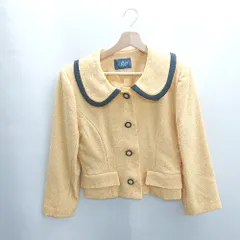 ◇ ⊇ ◎ AGGLEY 丸襟 肩パット入り 長袖 ジャケット サイズ9AR63 イエロー ブラック レディース E  【1502180046384】