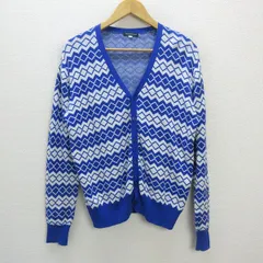 01■アーバンリサーチ/URBAN RESEARCH アーガイル調ニットカーディガン【40】青/白MENS/51