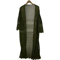 ITEMS URBAN RESEARCH アイテムズ アーバンリサーチ レースニット 長袖 ロングカーディガン size表記なし/モスグリーン