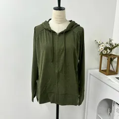 新品 未使用 女性 レディース 薄手 虫よけ素材使用！ ラッシュガード 長袖 パーカー L カーキ UVカット