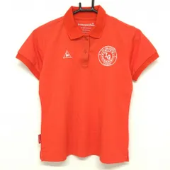 ★特価★【美品】ルコック 半袖ポロシャツ オレンジ ロゴ刺しゅう 襟・袖口メッシュ調  レディース M ゴルフウェア le coq sportif