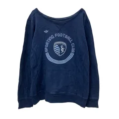 adidas プリントスウェット トレーナー 2XL ネイビー アディダス プルオーバー ビッグサイズ 古着卸 アメリカ仕入 a709-6275