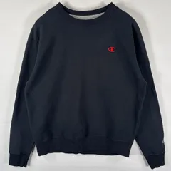 古着 チャンピオン Champion スウェット トレーナー プルオーバー  ワンポイントロゴ刺繍 クルーネック L  ブラック メンズ