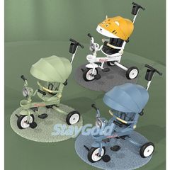 子供用三輪車 乗用玩具 三輪車 折りたたみ キッズバイク 手押し棒付き 日よけ付 1歳から5歳までの赤ちゃんへのギフト 簡単な取り付け 自転車音楽ベビーカ
