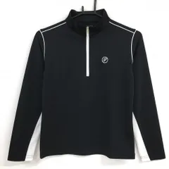 【美品】パラディーゾ 長袖ハイネックシャツ 黒×白 ハーフジップ レディース M ゴルフウェア Paradiso