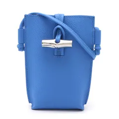 LONGCHAMP - LONGCHAMP ロンシャン ル ロゾ スマートフォンケース ショルダーバッグ ポシェット ポーチ 小物入れ レザー ブルー 青 シルバー金具 LONGCHAMP ロンシャン ル ロゾ スマートフォンケース ショルダー