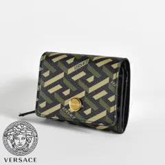 再×14入荷 ヴェルサーチ 財布 三つ折り VERSACE 折財布 ロゴ ブラック