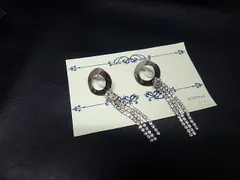 SV ラウンド プレート＆ラインストーンチェーン　　ノンホール　ピアス（樹脂）