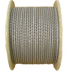 編み込み丸革紐 3mm×2m シルバー 革紐 レザーコード