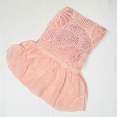 帯揚げ　波柄　中抜き絞り　ピンク　正絹
