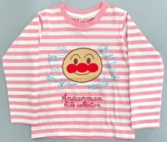 【中古】Tシャツ 集合 ボーダー長袖Tシャツ ピンク×ホワイト 120cmサイズ 「アンパンマン」 アンパンマンこどもミュージアム限定