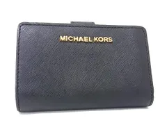 ■美品■ MICHAEL KORS マイケルコース レザー 二つ折り 財布 ウォレット 札入れ 小銭入れ カード入れ レディース ブラック系 DI6909