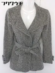 ◇ ◎ MICHEL KLEIN ミッシェルクラン リボン付き ウール ショート丈 長袖 コート サイズ 38 ブラック ホワイト レディース  【中古】 【1110210004381】