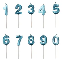 0~9 (各数字1個セット(計10個セット)) 3Dシェイプバースデーケーキキャンドルゴールドグリッターバースデーキャンドルバースデーアニバーサリーウェディングパーティー卒業パーティーの装飾装飾 バースデーキャンドル ろうそく ろうそく 10個入り ブルー 数