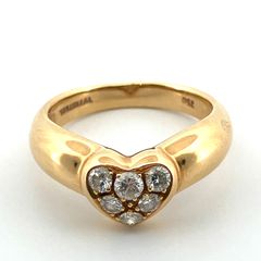 【鑑定済み】正規品 TIFFANY＆CO ティファニー フレンドシップ リング 750 #9号 K18YG ハートモチーフ 6Pダイヤ イエローゴールド