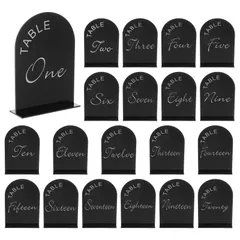 uxcell アーチアクリルサイン スタンド付き アクリル アーチテーブルナンバーホルダー ウェディングパーティー テーブルセンターピースの装飾用 黒色 12.7 x 17.8 cm ナンバー1-20 20個