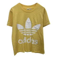 adidas ロゴTシャツ XS イエロー ホワイト アディダス プルオーバー ビッグロゴ スポーティー 古着卸 アメリカ仕入 a704-5160