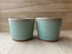 蕎麦猪口　2つ　そばちょこ　カップ　粉引グリーン