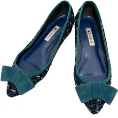 【美品】ダイアナ (21.5) パンプス フラットシューズ ポインテッドトゥ 刺繍 リボン 希少デザイン