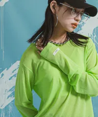 夢展望公式 [新品未使用] 前後２ｗａｙシアーロングトップス [ライム] 他カラー別ページ有 bohmal カットソートップス カットソートップス・Ｔシャツ（長袖） 535267-02