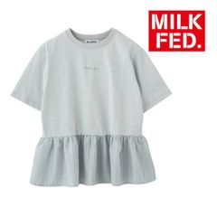 ミルクフェド tシャツ Tシャツ milkfed MILKFED FRILL CONVERTIBLE TOP 103252013018 レディース 灰色 ライトグレー グレー おしゃれ カットソー ティーシャツ ブランド ティシャツ レース フリル ペプラム