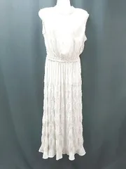 ◇ SENSE OF PLACE ウエストゴム バックボタン 透け感あり ロング ワンピース サイズFREE ライトグレー レディース E  【1310050021627】