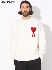 AMI PARIS (アミパリス) 胸ロゴ クルーネック ニット AMI DE COEUR AMBFUKS006018 ブランド メンズ 男性 トップス (ホワイト)